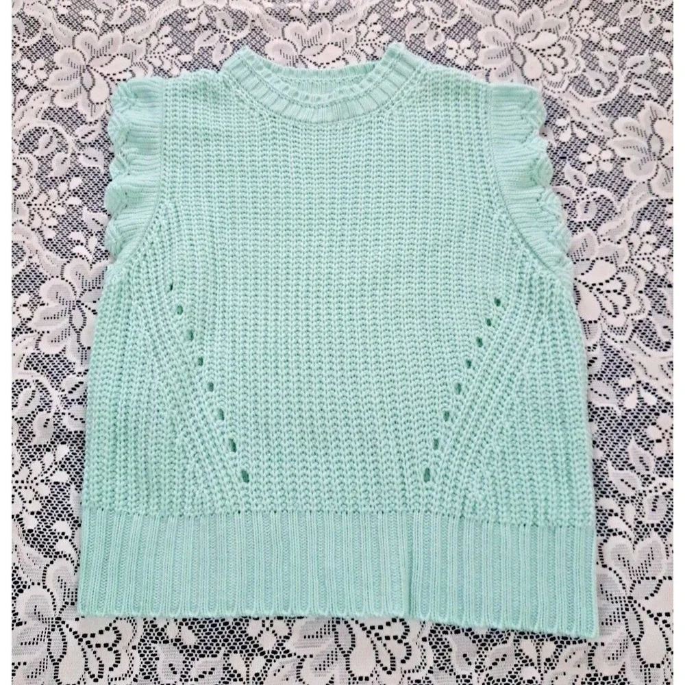Sew In Love Sweater‎ Vest Size Small Mint Green Preppy  Cottage Core Grandma